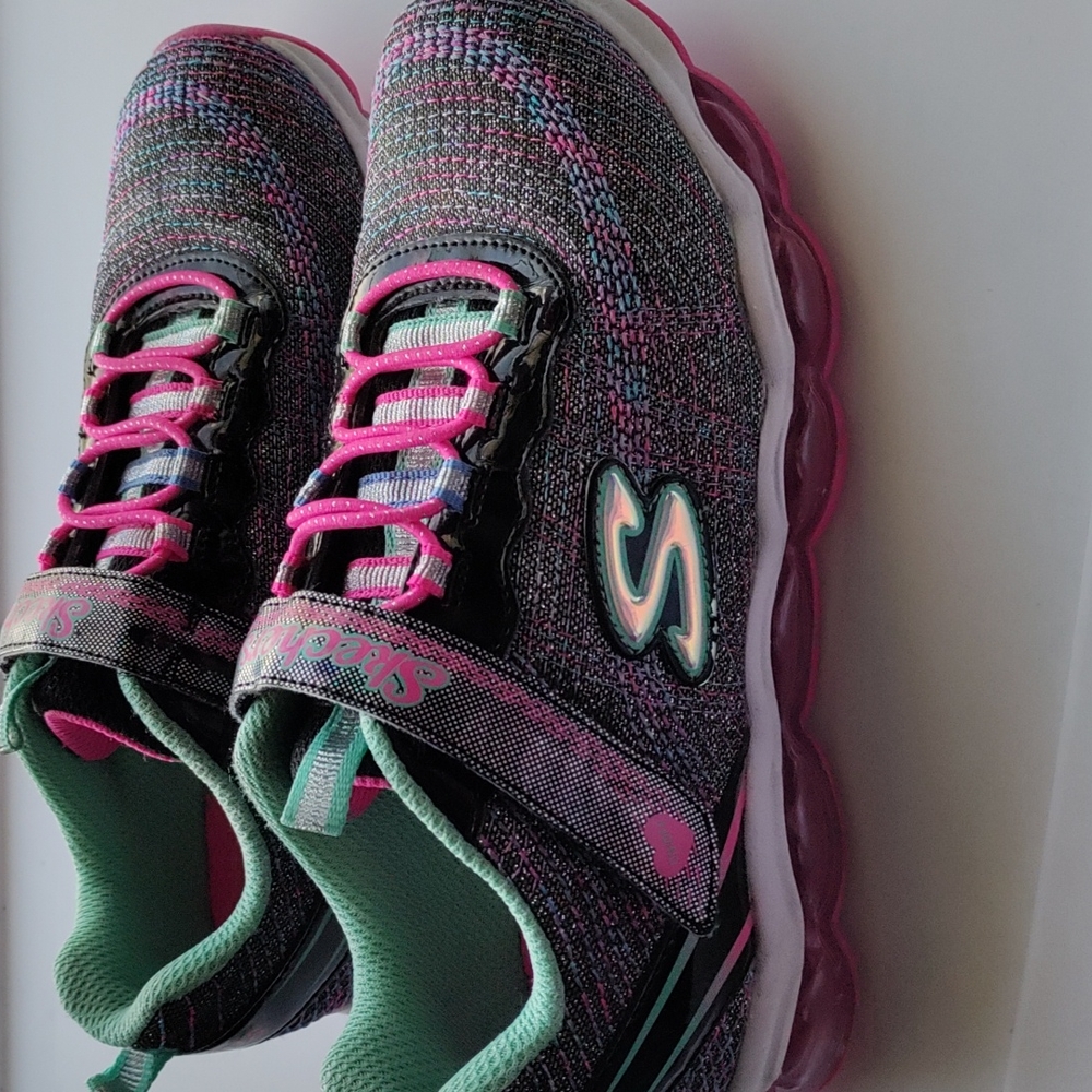 Skechers, Size 1, Girl shoes, pink, light up
